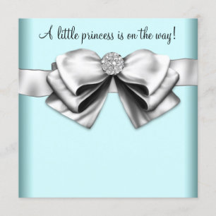 Convite Chuva de Bebê Princesa Azul Teal Preto
