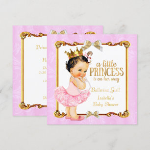 Convite Chuva de Bebê Princesa Bailarina Rosa Dourado More