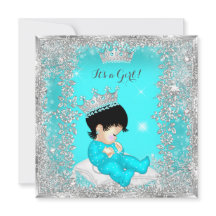 Chuva de Bebê Princesa Bebê Azul Teal Prata Morena
