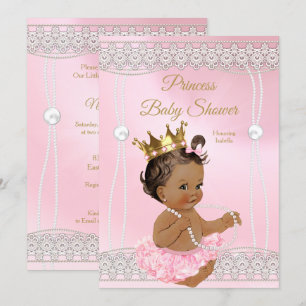 Convite Chuva de Bebê Princesa Bebê Rosa pérola renda more
