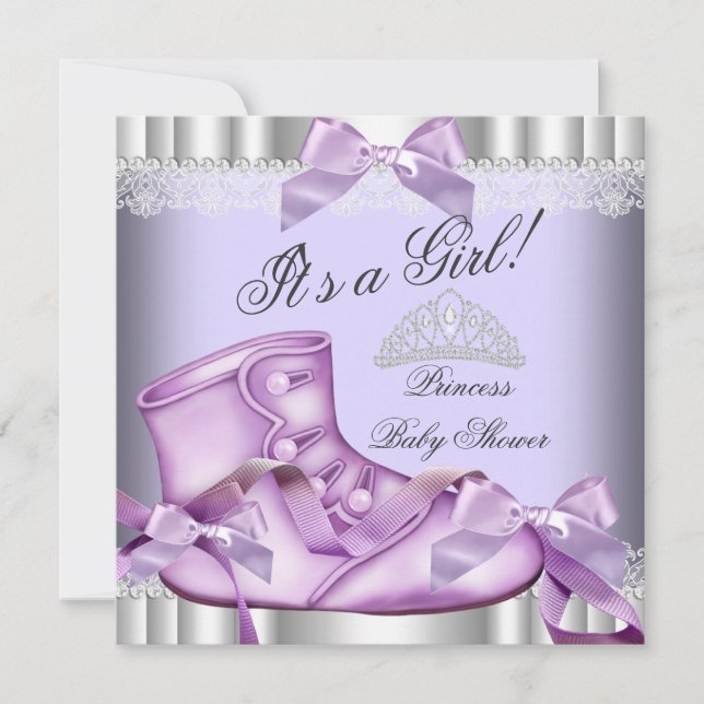 Convite Chuva de Bebê Princesa Elegante Menina Renda Lavan (Frente)