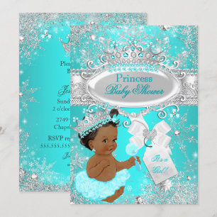 Convite Chuva de Bebê Princesa Ethnic Aqua Wonderland