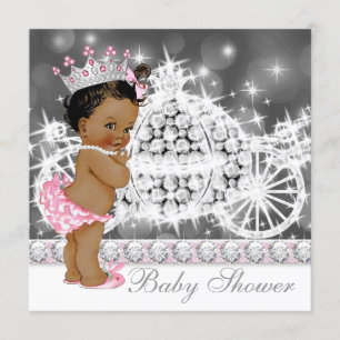 Convite Chuva de Bebê Princesa Étnica Afro-Americana