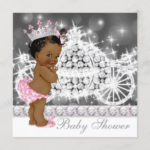 Convite Chuva de Bebê Princesa Étnica Afro-Americana