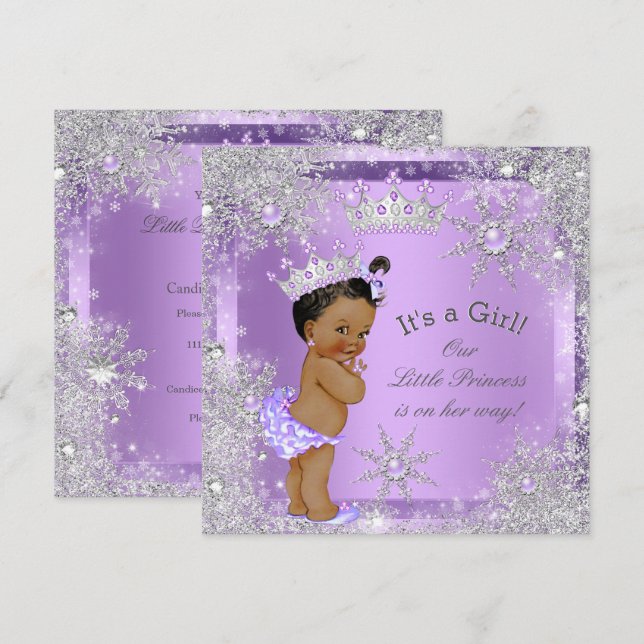 Convite Chuva de Bebê Princesa Lilac Wonderland Étnico (Frente/Verso)