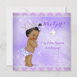 Convite Chuva de Bebê Princesa Lilás Roxo Lavanda Étnica