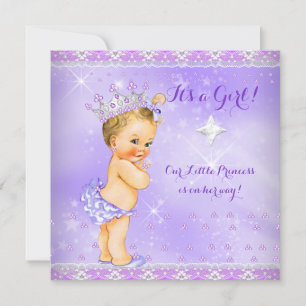 Convite Chuva de Bebê Princesa Lilás Roxo Lavanda Loira