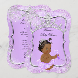 Convite Chuva de Bebê Princesa Maravilha Lilás Étnico