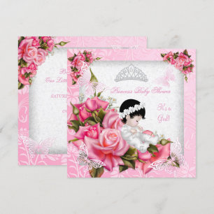 Convite Chuva de Bebê Princesa Menina Borboleta Rosa
