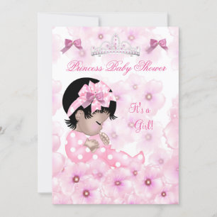Convite Chuva de Bebê Princesa Menina Floral Rosa Asiática