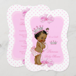 Convite Chuva de Bebê Princesa Menina Pontos Polka Rosa Ét