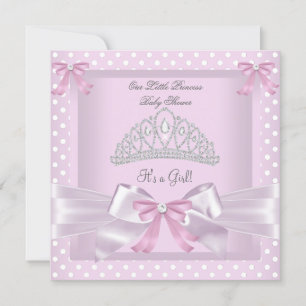 Convite Chuva de Bebê Princesa Menina Pontos Rosa Arco