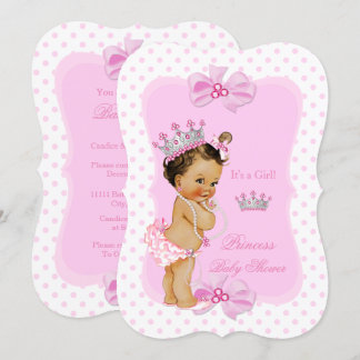 Convite Chuva de Bebê Princesa Menina Pontos Rosa Morena