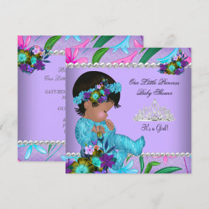 Convite Chuva de Bebê Princesa Menina Rosa Azul Turquesa R
