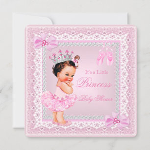 Convite Chuva de Bebê Princesa Menina Rosa Bailarina Moren