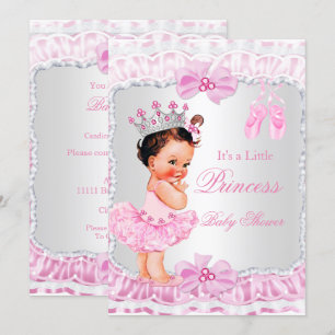 Convite Chuva de Bebê Princesa Menina Rosa Bailarina Moren