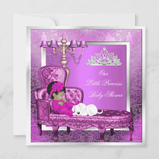 Convite Chuva de Bebê Princesa Menina Rosa Bebê Fofa Menin (Frente)