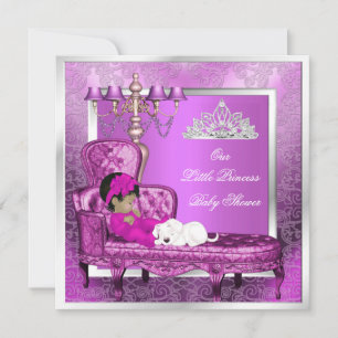 Convite Chuva de Bebê Princesa Menina Rosa Bebê Fofa Menin