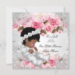 Convite Chuva de Bebê Princesa Menina Rosa Flocos de Neve