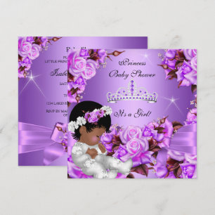 Convite Chuva de Bebê Princesa Menina Roxo Rosa Arco 2