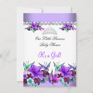 Convite Chuva de Bebê Princesa Menina Roxo Turquesa Azul 3