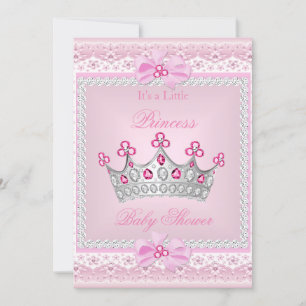 Convite Chuva de Bebê Princesa Menina Tiara de Prata com G
