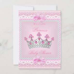 Convite Chuva de Bebê Princesa Menina Tiara de Prata com G