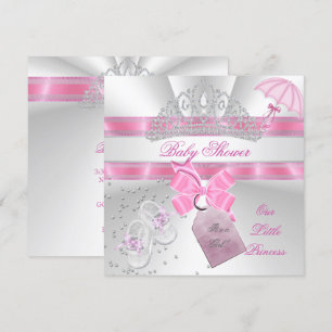 Convite Chuva de Bebê Princesa Menina Tiara Mágica Rosa Br