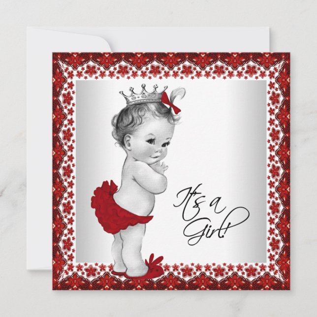 Convite Chuva de Bebê Princesa Natal Meninas (Frente)