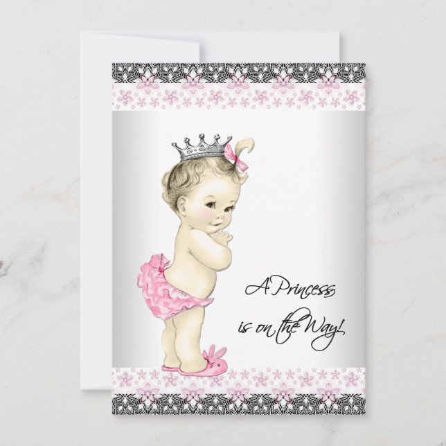 Convite Chuva de Bebê Princesa Rosa (Frente)