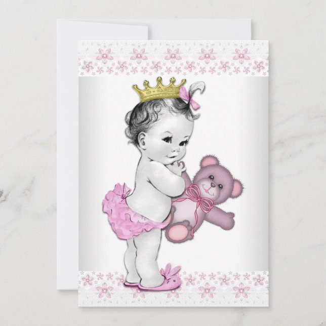 Convite Chuva de Bebê Princesa Rosa (Frente)