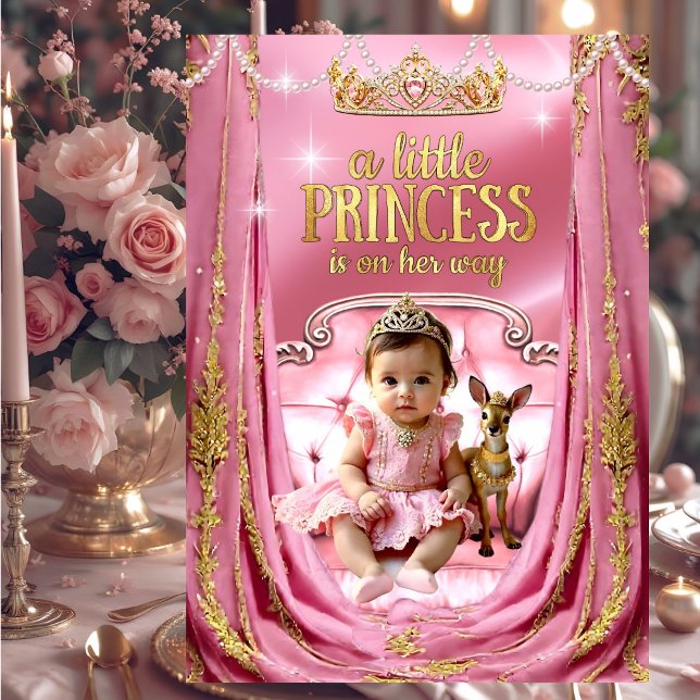 Convite Chuva de Bebê Princesa Rosa Bebê Cervo (Criador carregado)