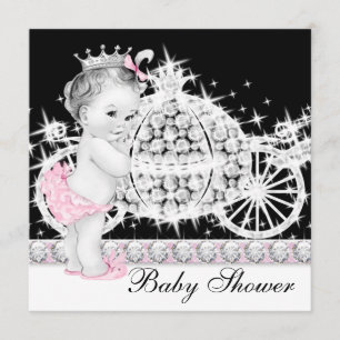 Convite Chuva de Bebê Princesa Rosa Cavalo e Carruagem