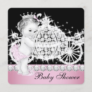 Convite Chuva de Bebê Princesa Rosa Cavalo e Carruagem
