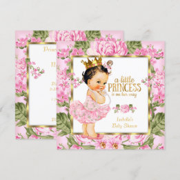 Convite Chuva de Bebê Princesa Rosa Dourado Floral