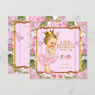 Convite Chuva de Bebê Princesa Rosa Pink Floral Menina Loi