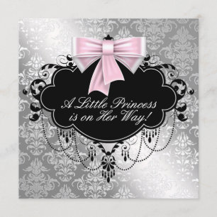 Convite Chuva de Bebê Princesa Rosa Prata