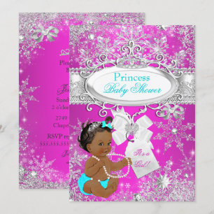Convite Chuva de Bebê Princesa Rosa Quente Água Etnico