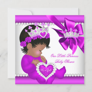 Convite Chuva de Bebê Princesa Rosa Roxo Tiara Étnica