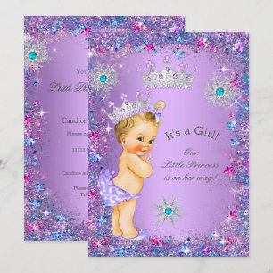 Convite Chuva de Bebê Princesa Roxo Turquesa Azul Rosa Loi