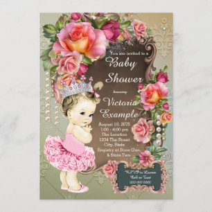 Convite Chuva de Bebê Princesa Tutu Pérola Rosa