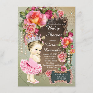 Convite Chuva de Bebê Princesa Tutu Pérola Rosa