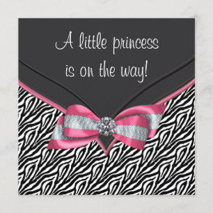 Convite Chuva de Bebê Princesa Zebra Rosa
