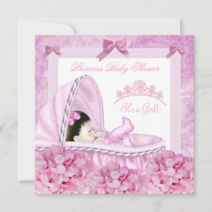 Convite Chuva de Bebê Princesinha Menina Floral Rosa