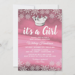 Convite Chuva de Bebê Princesinha Menina no Inverno Mágico
