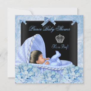 Convite Chuva de Bebê Príncipe Afro-Americano Floral Mascu