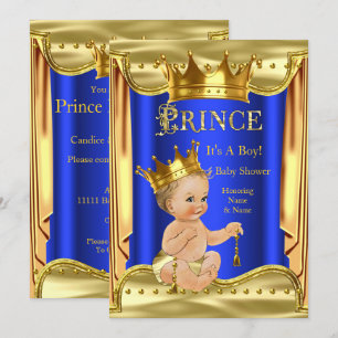 Convite Chuva de Bebe Príncipe Azul Real Menino Loiro