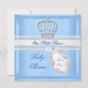 Convite Chuva de Bebê Príncipe Elegante Menino Azul Pequen