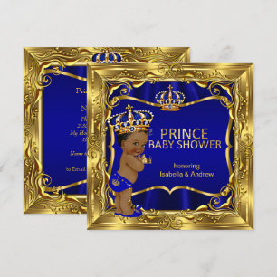 Convite Chuva de Bebe Príncipe Étnico Menino Azul Ornament