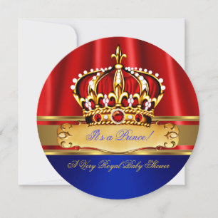 Convite Chuva de Bebê Príncipe Menino Azul Real Dourado Ve